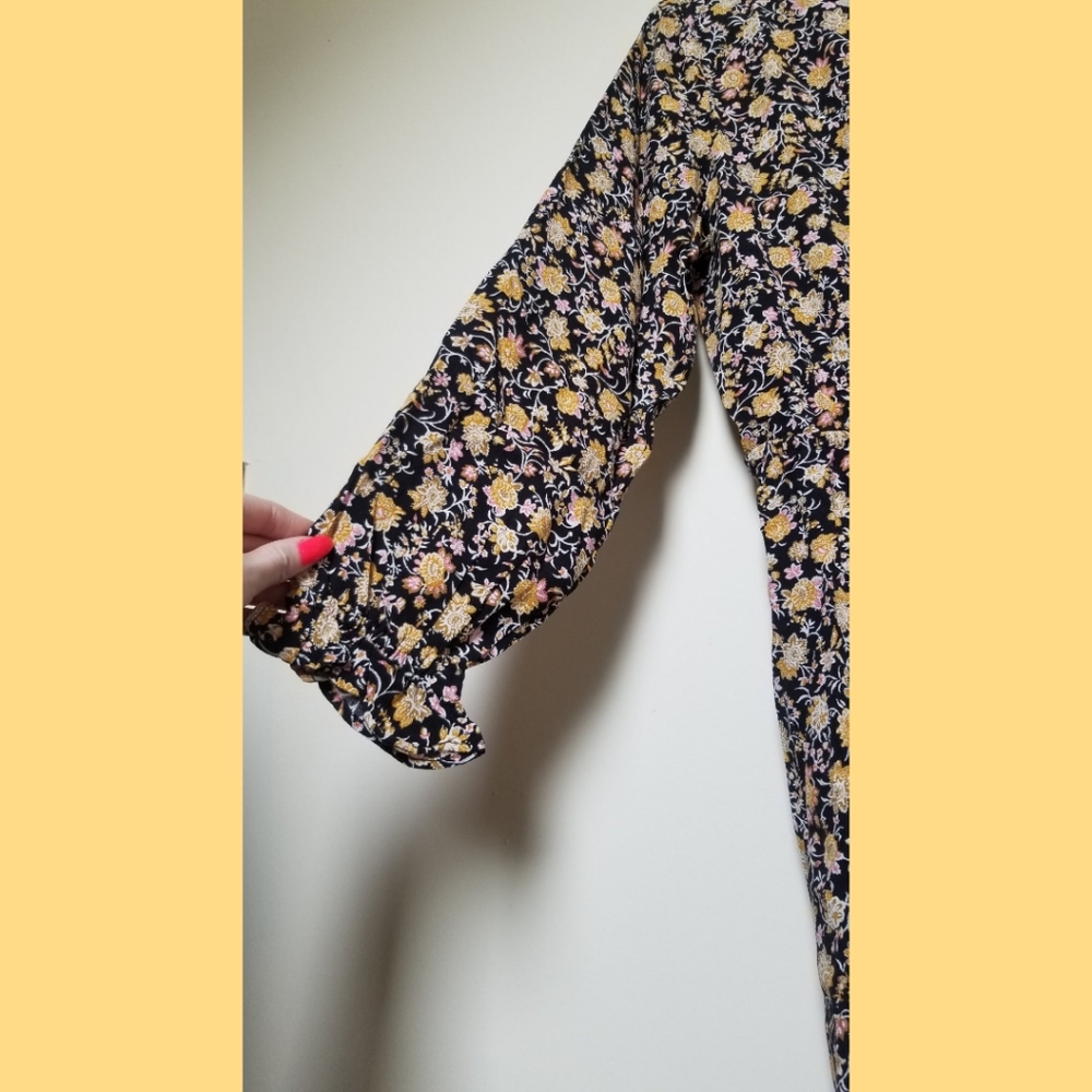 NWT Loft Floral Waist Tie Ruffle Flair Dress - Picture 4 of 4